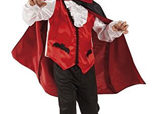 Rubies Disfraz Conde Drácula para niños y niñas, Chaleco con camisa con chorrera, pantalones y capa, Vampiros, Murciélagos para cosplay y fiestas